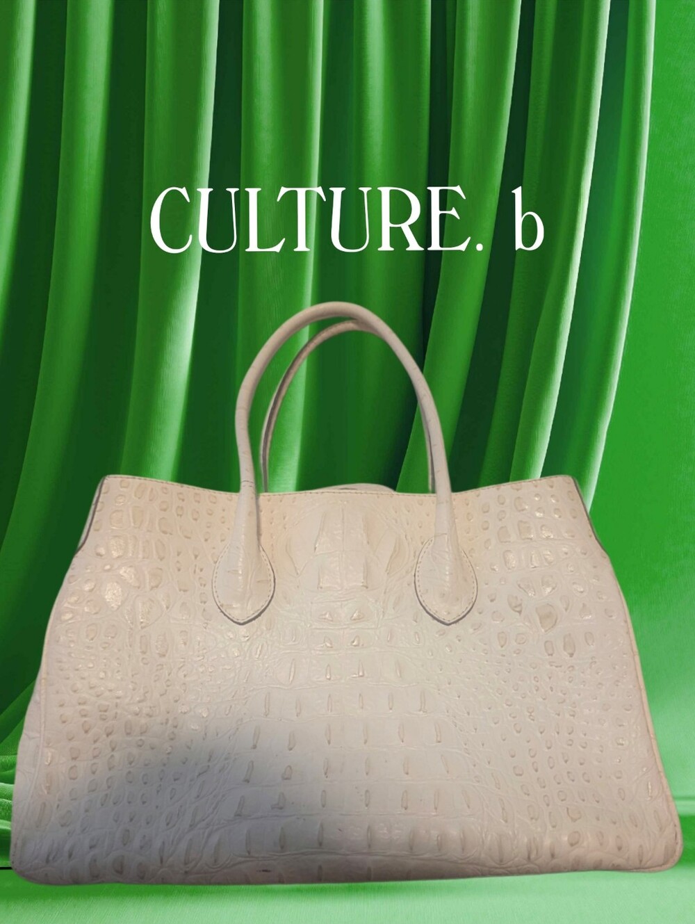 Courage B Croc-Embossed Tote Bag in Bone Ostrich